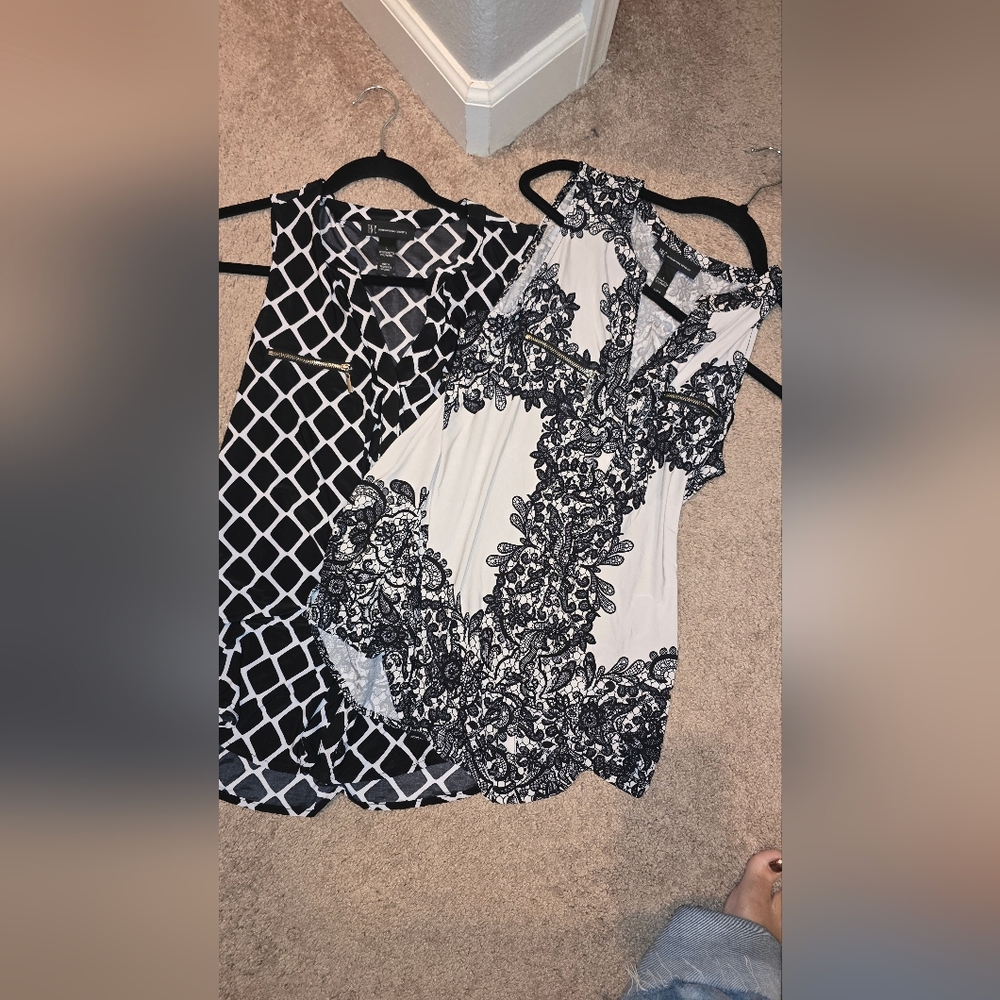 2- Elegant Black and White Women's Tops